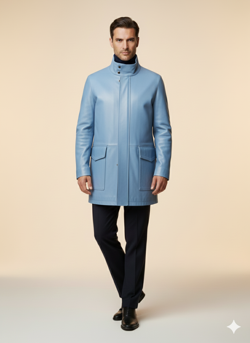 Men’s Long Black Leather Coat – “Canada”