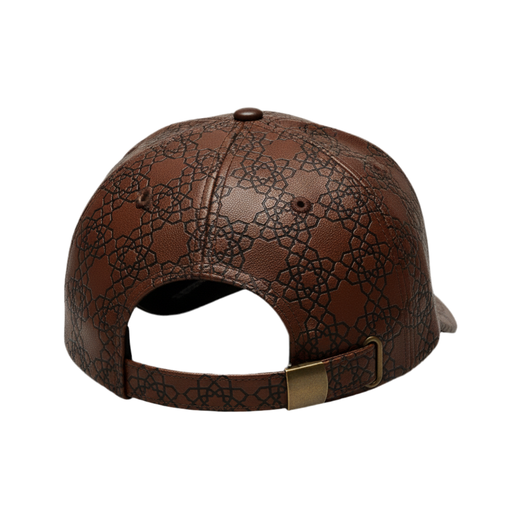 Casaui Pattern Casquette en cuir marron Marrakchi