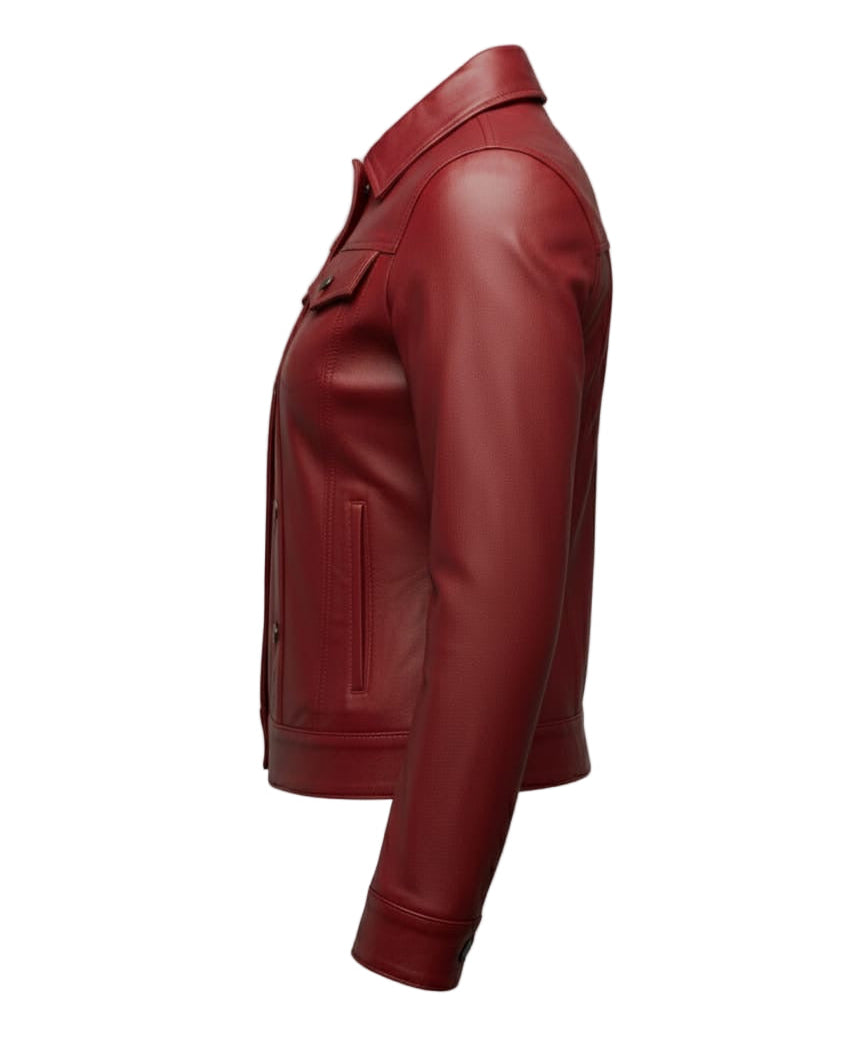 Lambskin Leather Trucker Jacket – Elena