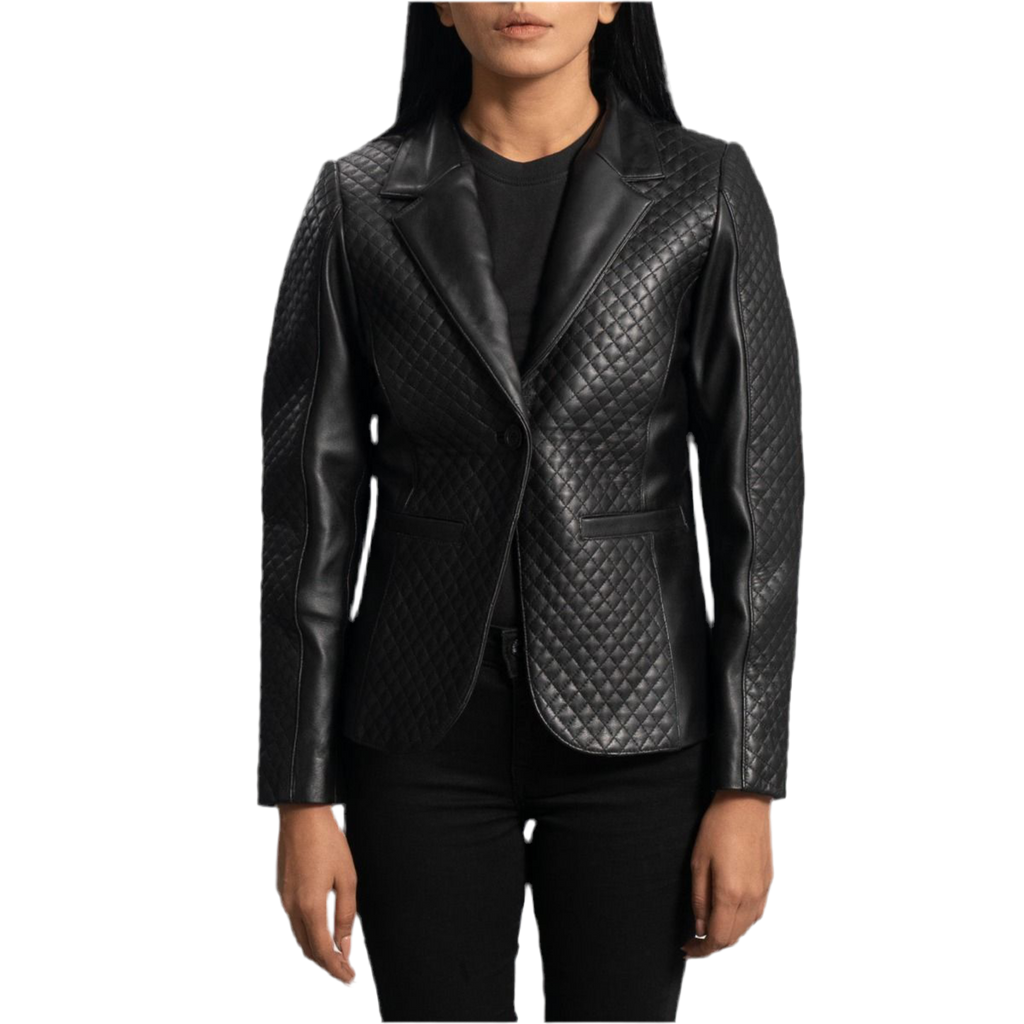 MARRAKCHI Blazer en cuir noir matelassé Nora Marrakchi