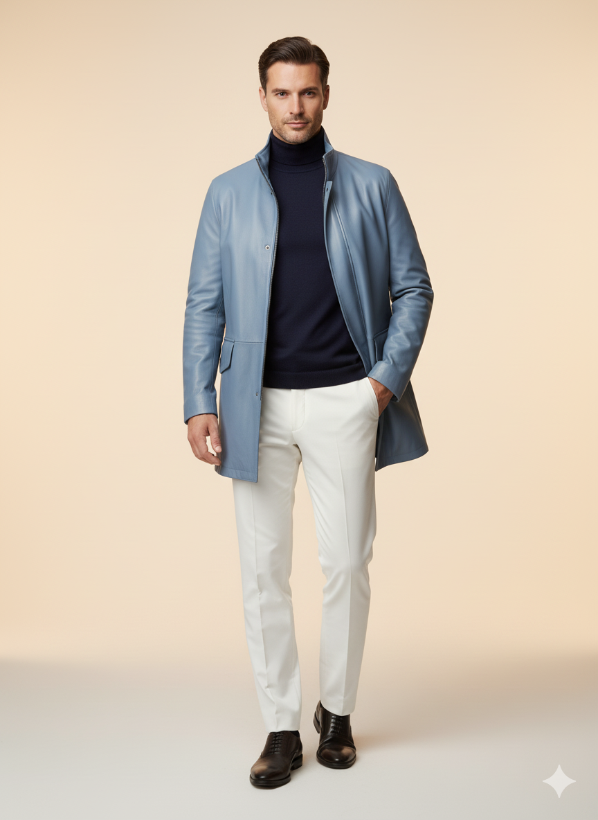 Men’s Long Black Leather Coat – “Canada”