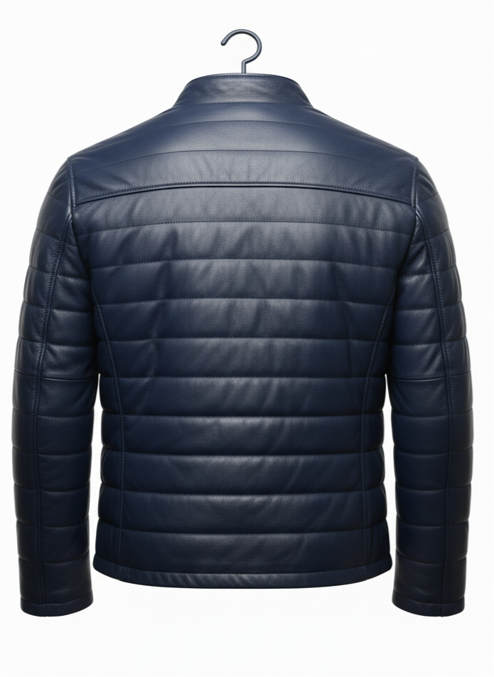 Navy Lambskin Down Jacket – Luxury Winter Warmth