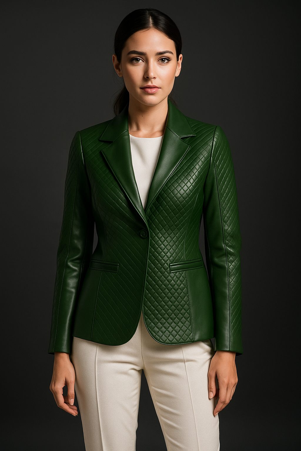 MARRAKCHI Nora Quilted Black Leather Blazer – Premium Moroccan Sheepskin