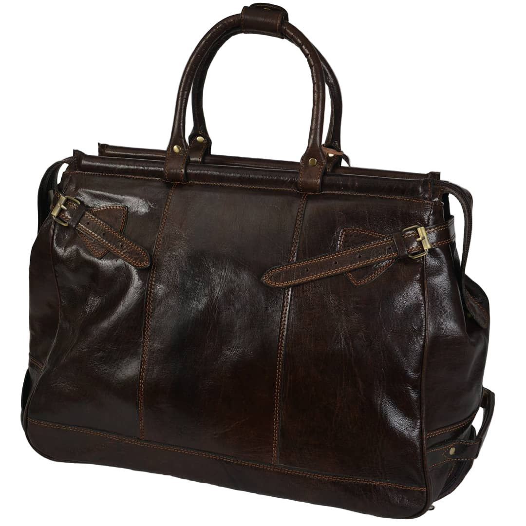 Genuine Leather Travel Bag – “Marrakchi” Dark Brown