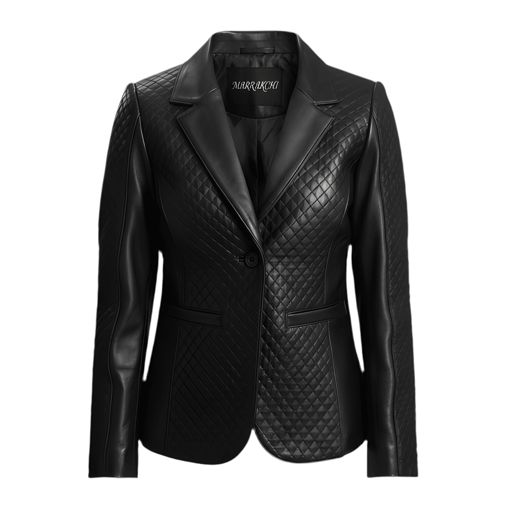 MARRAKCHI Blazer en cuir noir matelassé Nora Marrakchi