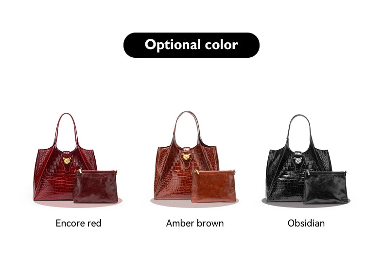 Crocodile Pattern Genuine Leather Messenger Bag