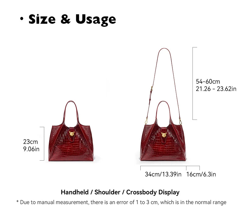 Crocodile Pattern Genuine Leather Messenger Bag