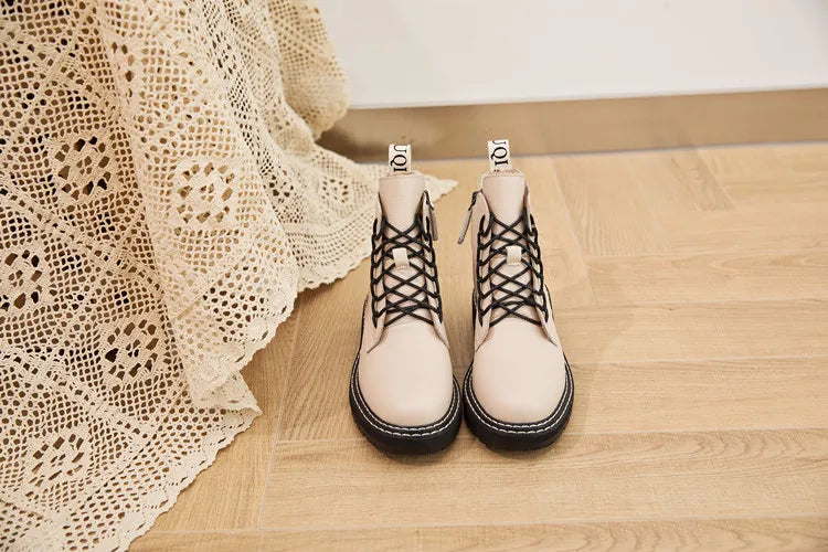 DIMANYU Genuine Leather Fur Ankle Boots –  Winter Motorcycle Style