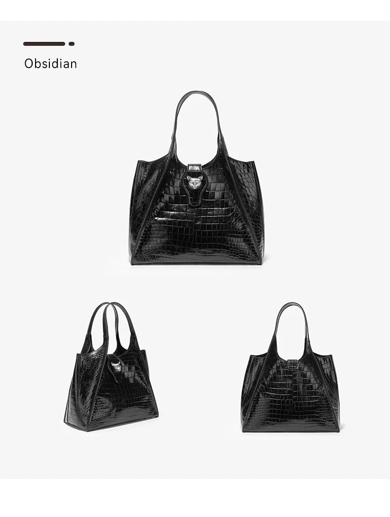 Crocodile Pattern Genuine Leather Messenger Bag