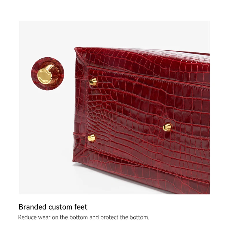 Crocodile Pattern Genuine Leather Messenger Bag