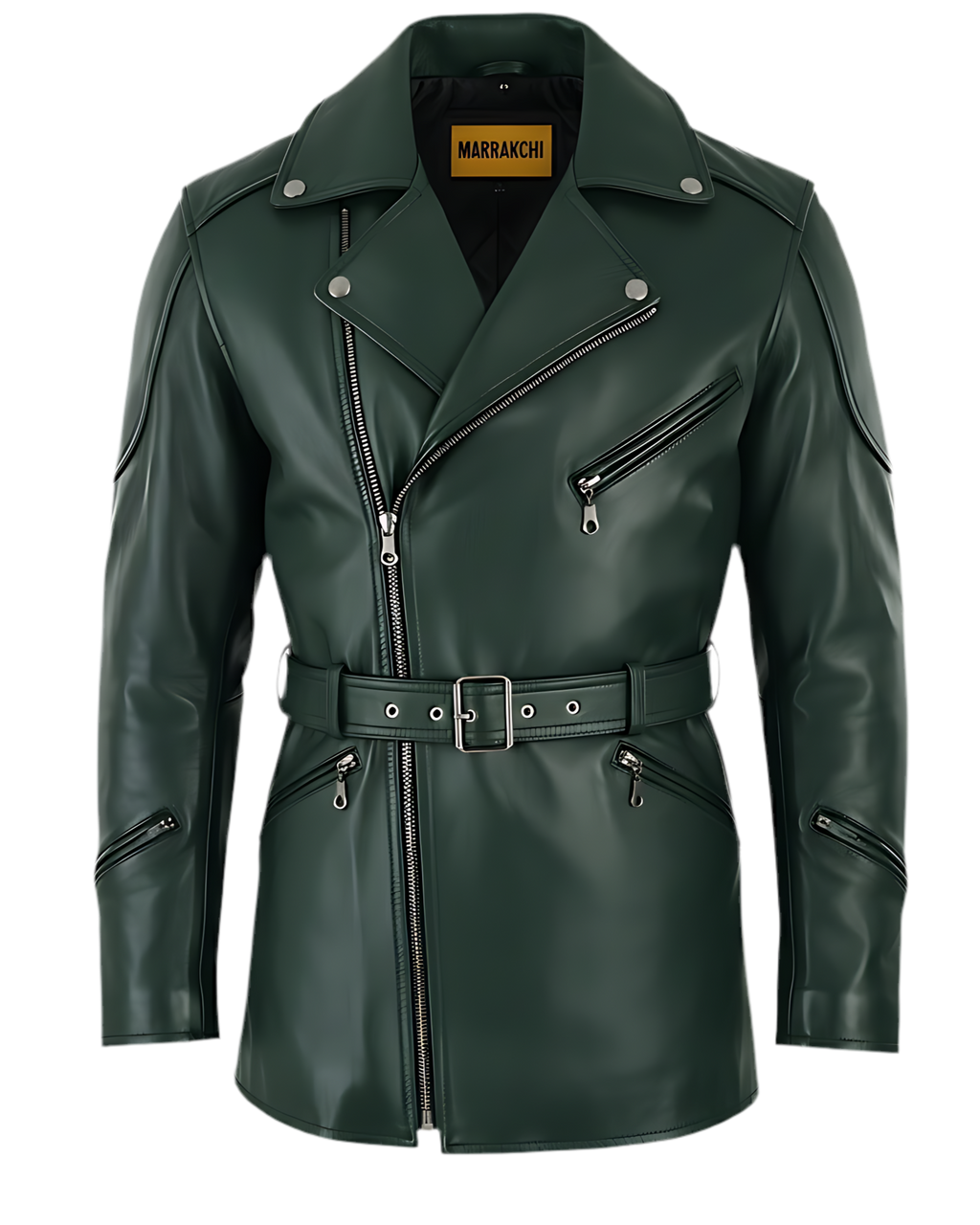 Manteau homme long Cuir en laine vert foncé – FÈSI Marrakchi
