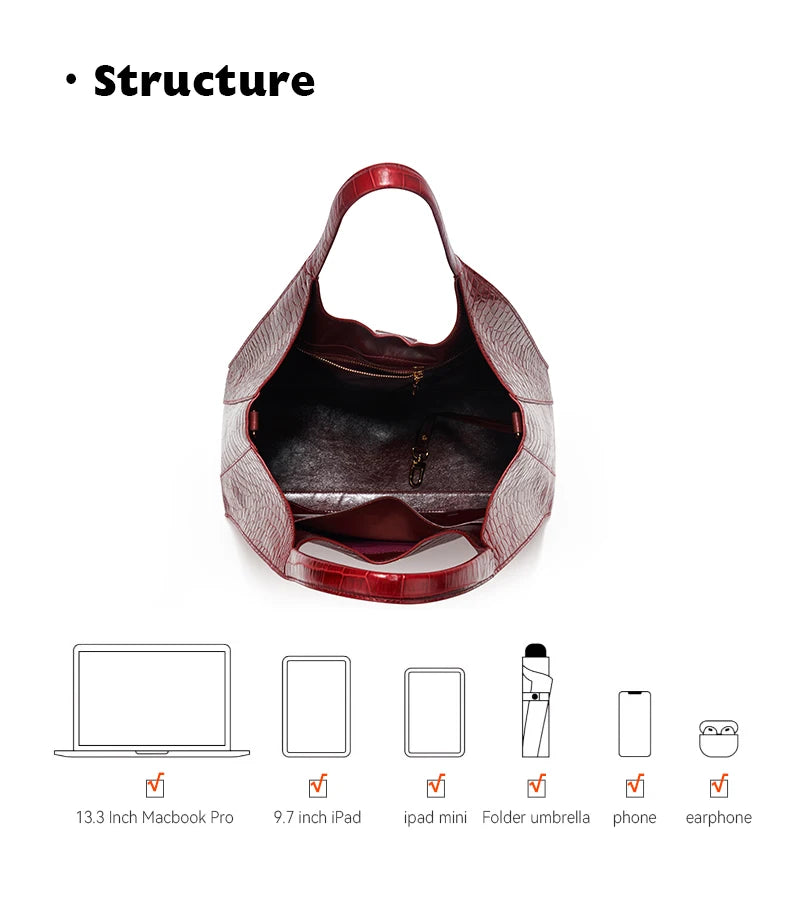 Crocodile Pattern Genuine Leather Messenger Bag