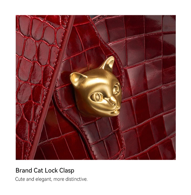 Crocodile Pattern Genuine Leather Messenger Bag