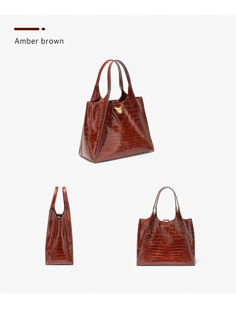 Crocodile Pattern Genuine Leather Messenger Bag