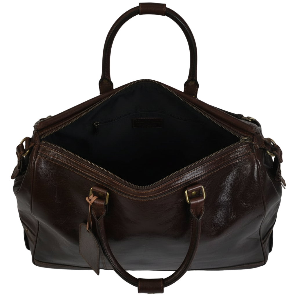Genuine Leather Travel Bag – “Marrakchi” Dark Brown