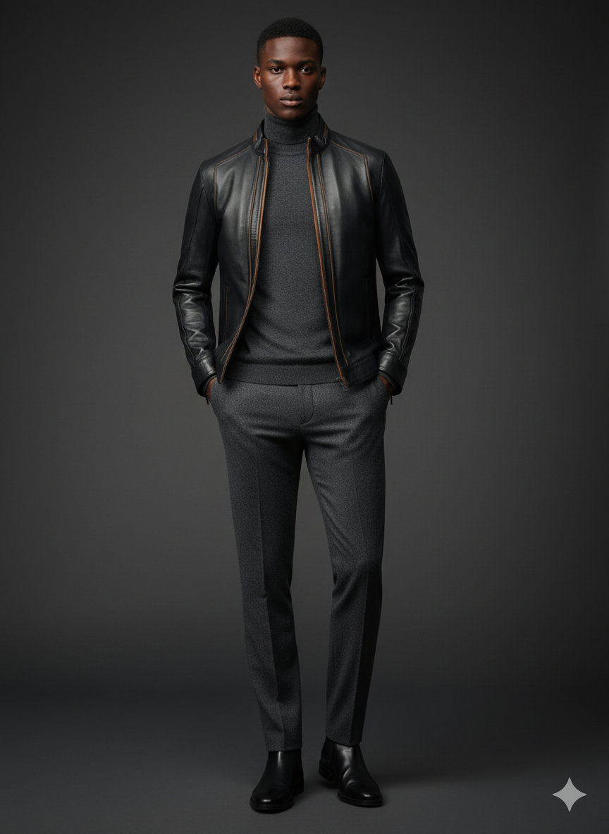 Lambskin Leather Jacket – “Drake Noir”