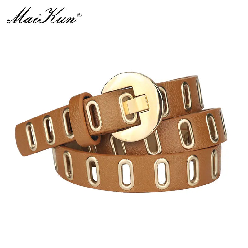 Maikun New Grunge Women’s Adjustable PU Leather Belt – Punk & Novelty Style