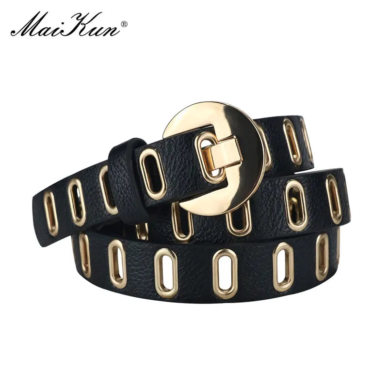 Maikun New Grunge Women’s Adjustable PU Leather Belt – Punk & Novelty Style