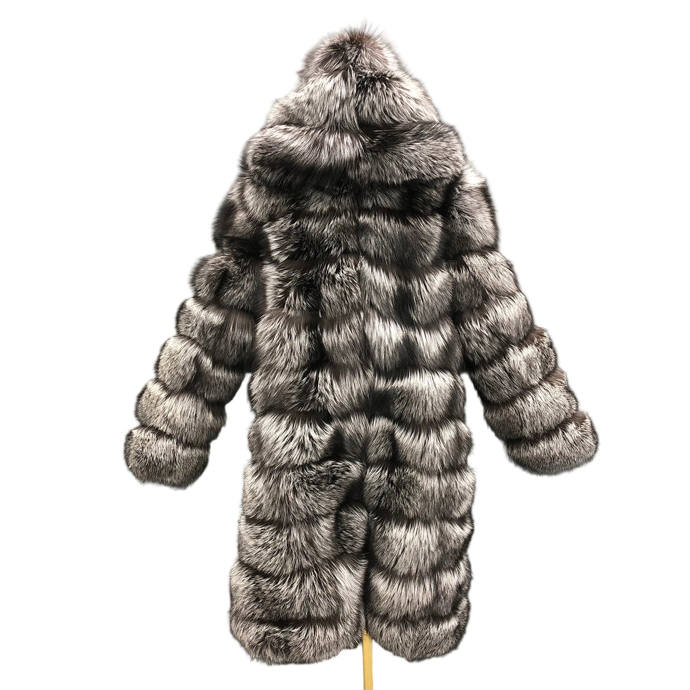 Plus Size Long Hooded Real Fox Fur Coat – Luxury Winter Thick Fur Jacket