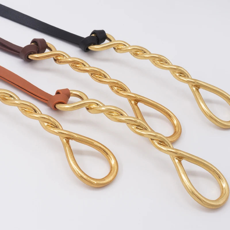 Twist Shape Gilt Buckle Thin Leather Belt