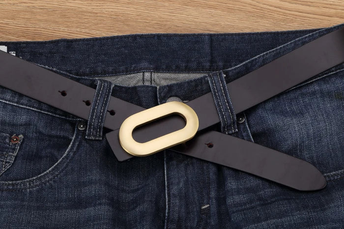 2025 Ciartuar new design quality women belt genuine leather strap trouser first layer brass gold and sliver buckle