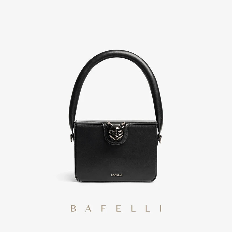 Boxy Leather Evening Handbag by Bafelli