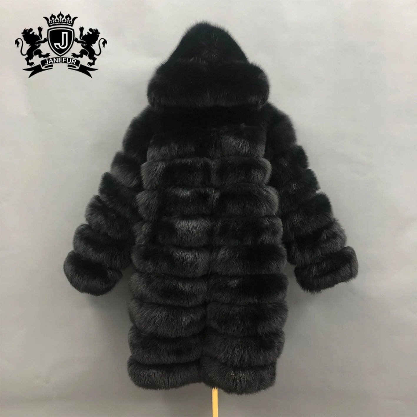 Plus Size Long Hooded Real Fox Fur Coat – Luxury Winter Thick Fur Jacket
