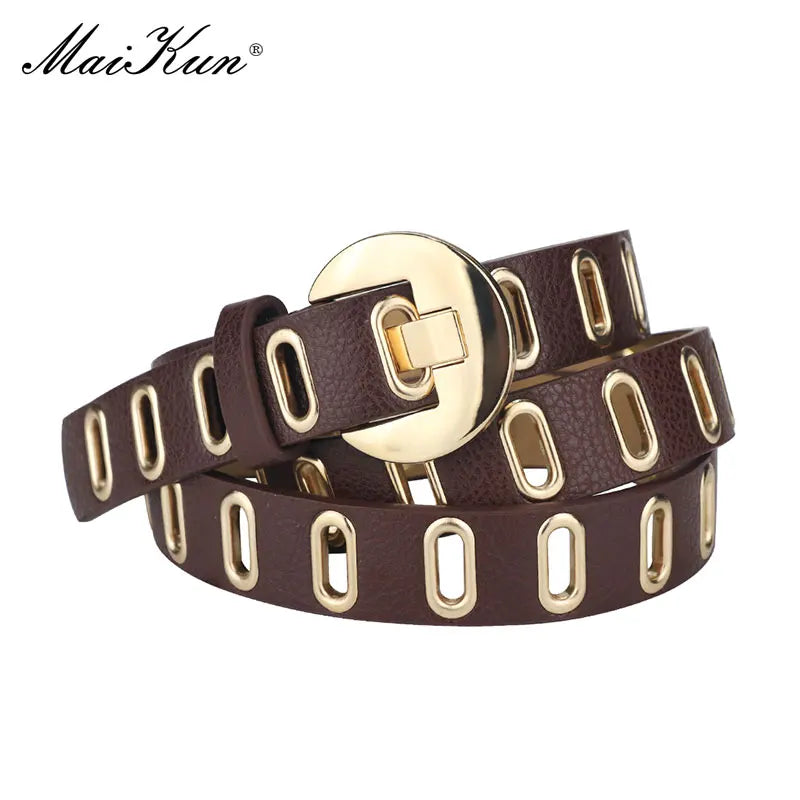 Maikun New Grunge Women’s Adjustable PU Leather Belt – Punk & Novelty Style