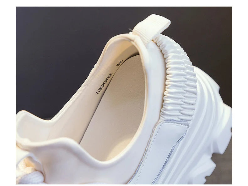 Fujin 9cm Platform Leather Wedge Sneakers – Chunky Breathable Shoes