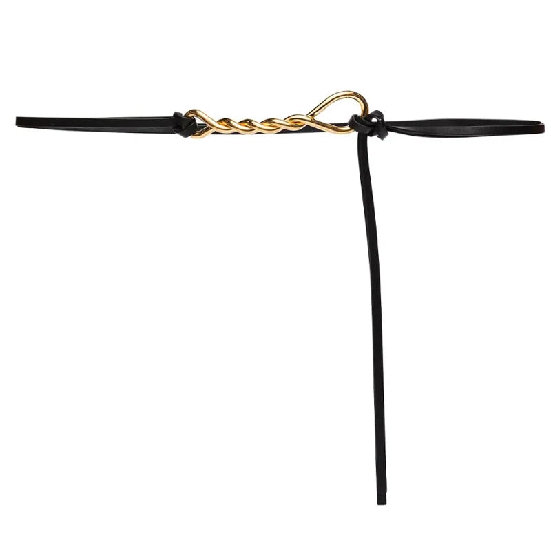 Twist Shape Gilt Buckle Thin Leather Belt