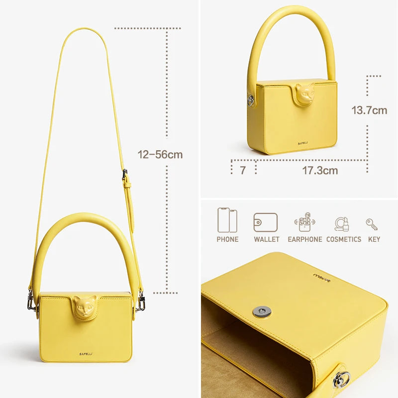 Boxy Leather Evening Handbag by Bafelli