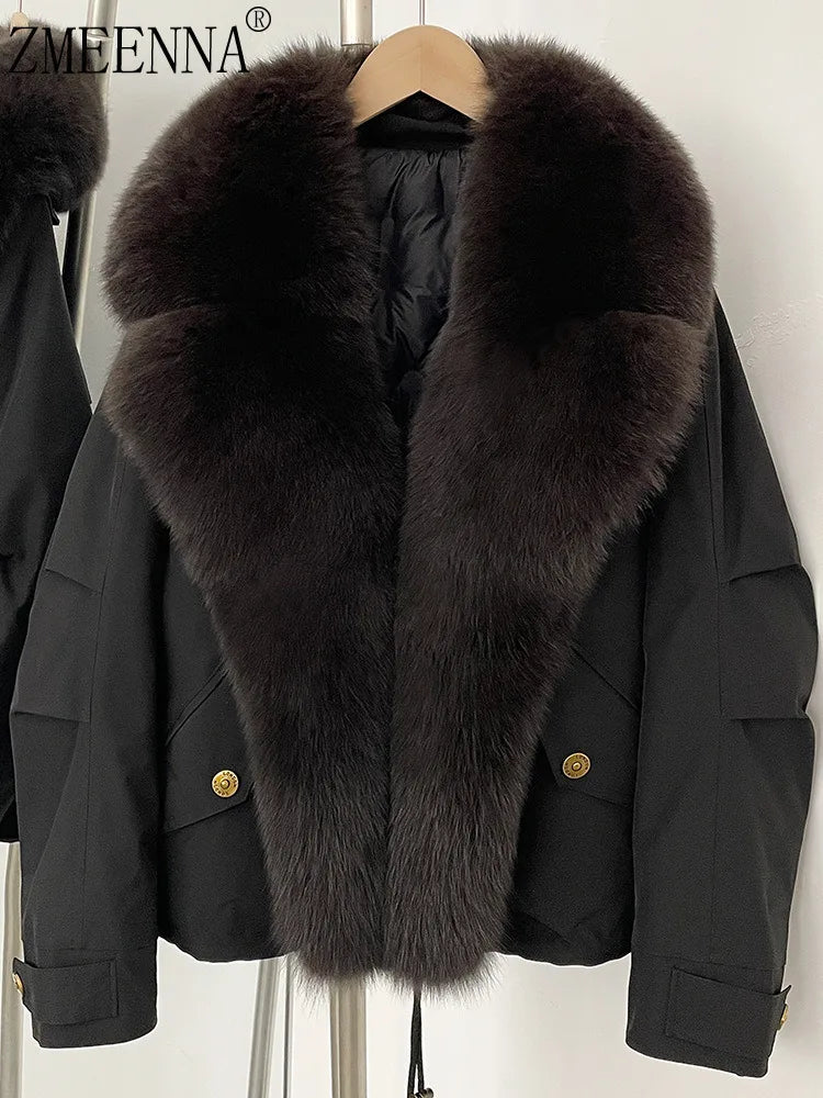 Marrakchi Women’s Black Trim Parka – Winter Fur Collar Coat 2025