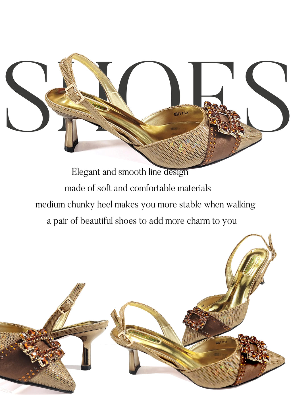 Marrakchi Block Heels & Rhinestone Bag Set – Elegant Party Collection