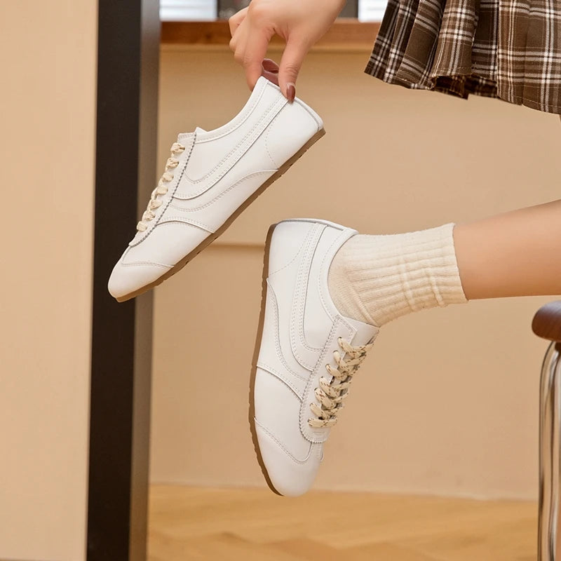 German Training Sneakers – Genuine Leather Retro Lace-Up Shoes