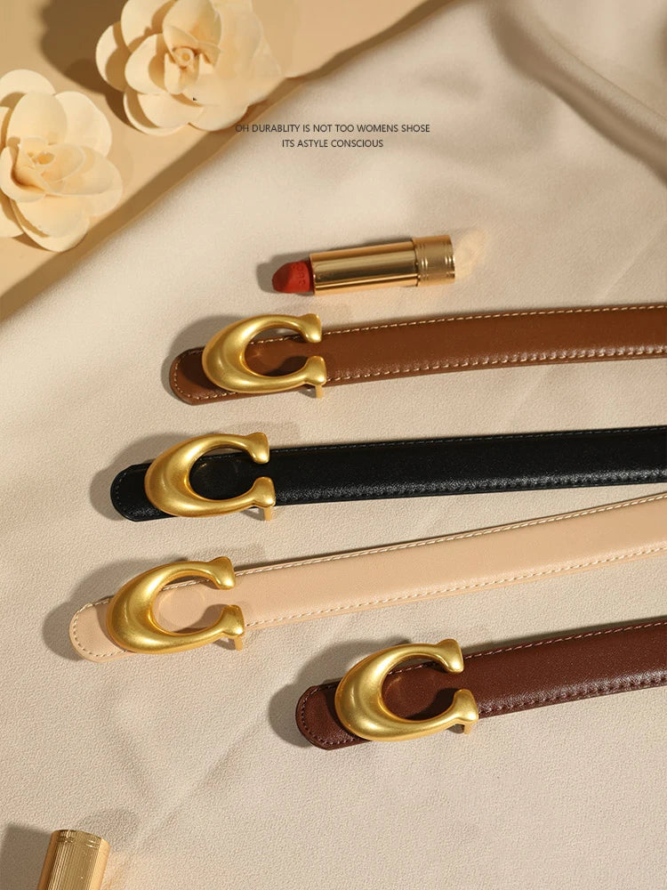 Fashion Designer Women's Belt – 2.3CM Ultra-Thin Genuine Leather