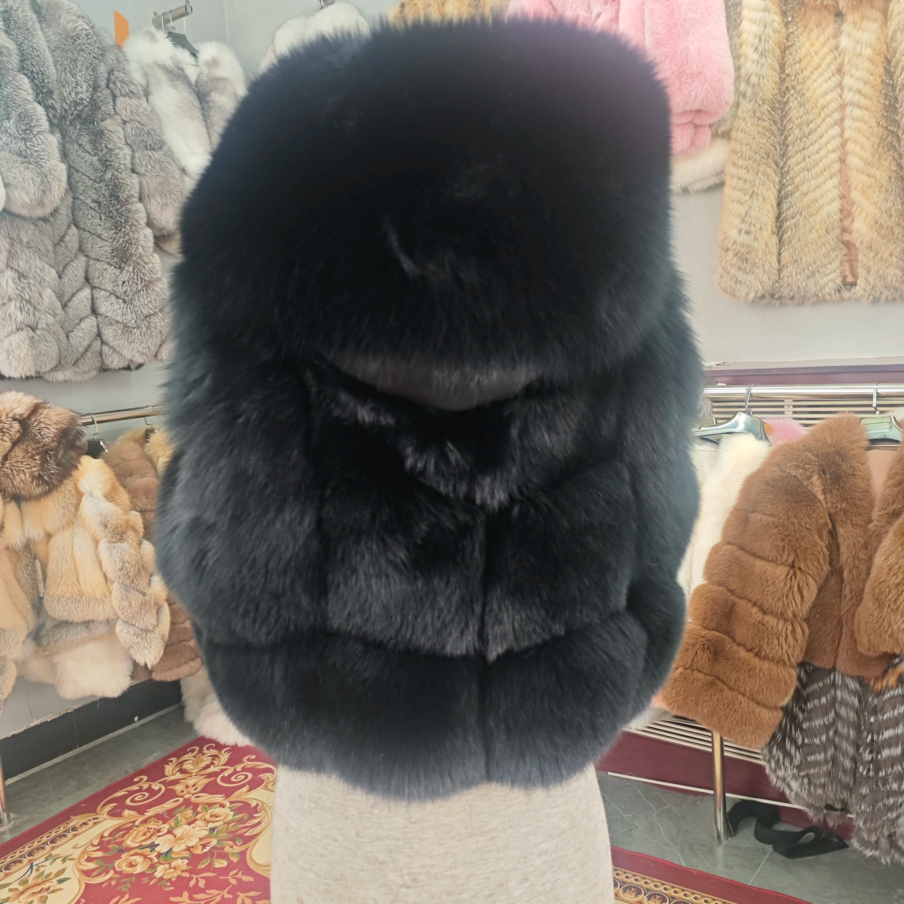 Real Silver Fox Fur Vest – Hooded Genuine Leather Sleeveless Jacket for Women