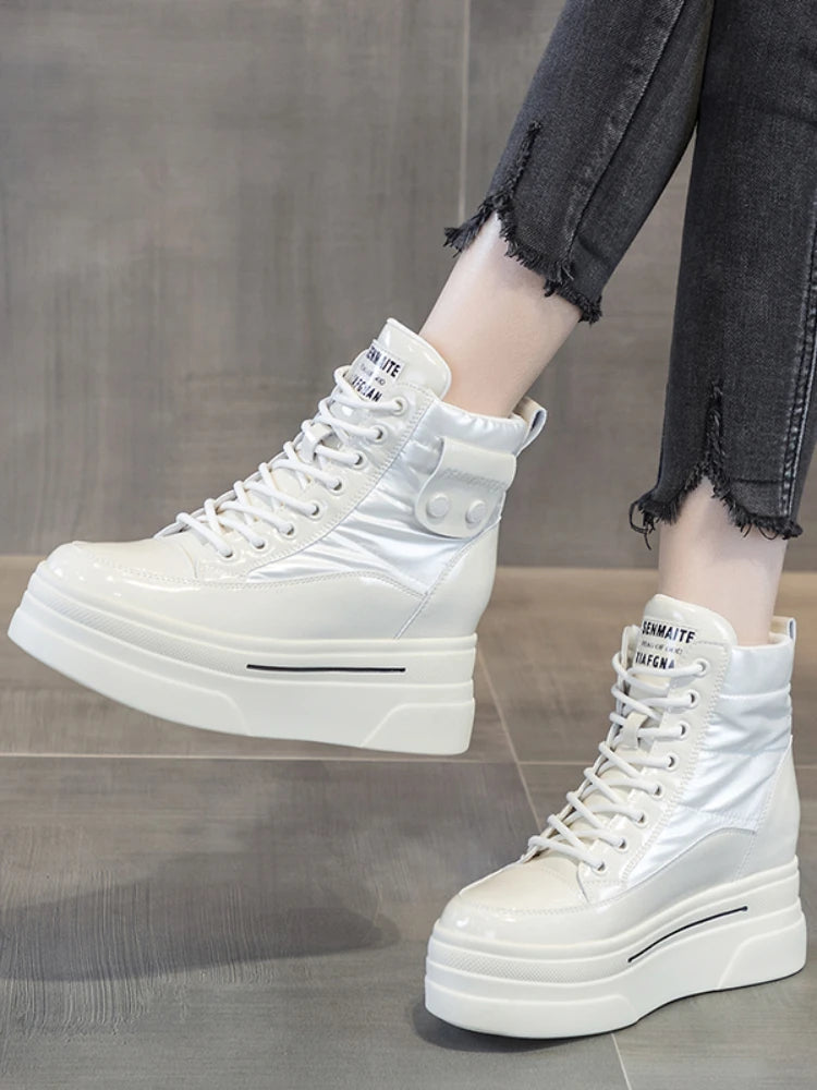 Fujin Women Ankle Booties Genuine Leather Wedges