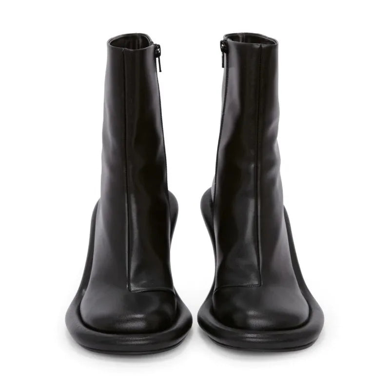 SLSHLYJ Women’s Blue Denim Ankle Boots – High Heel Thick Sole