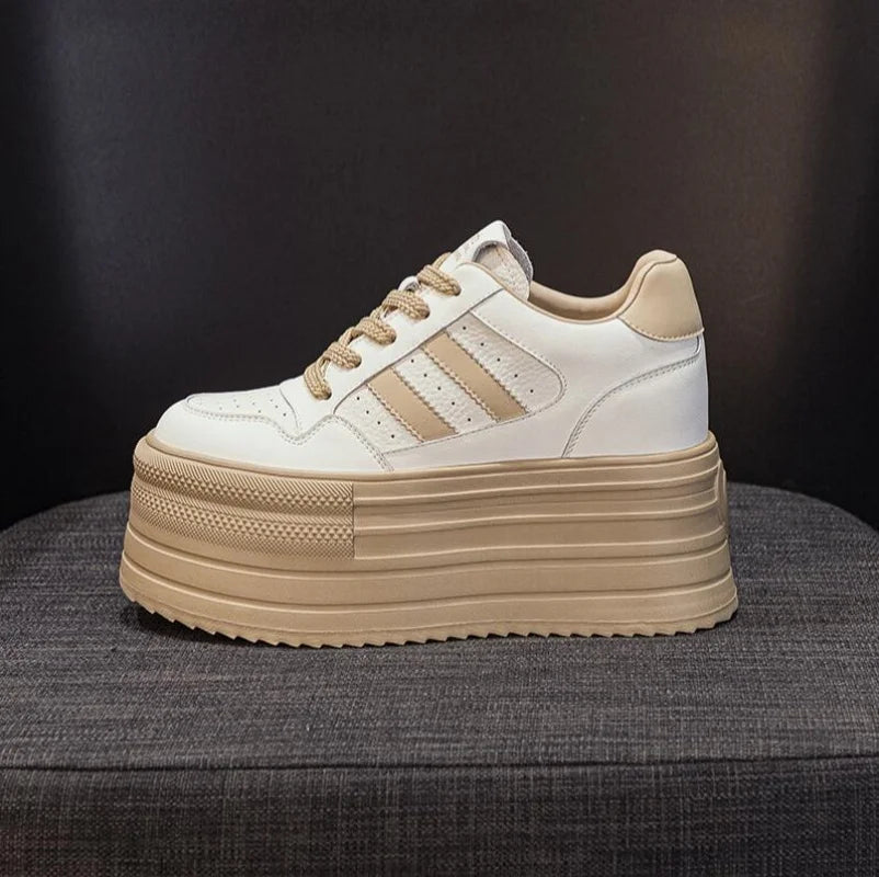 KAYOULAI 10cm Cow Leather Platform Sneakers