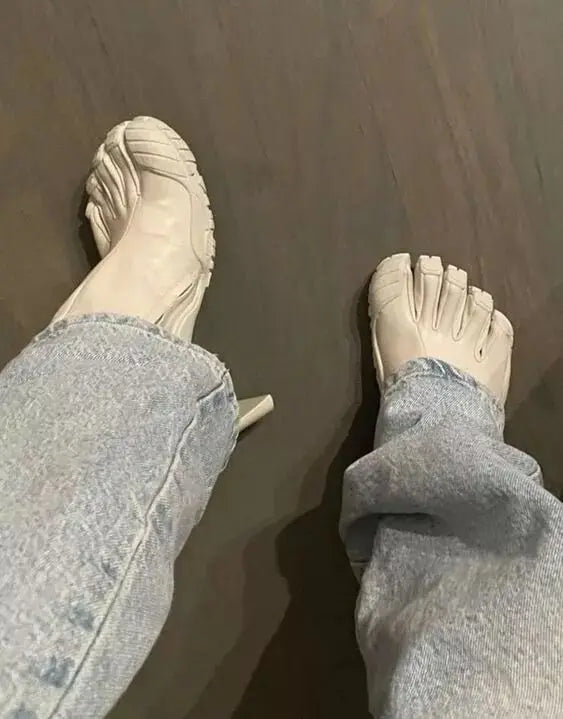 Five Finger Toe Women’s High Heel Ankle Boots – Elastic Mesh Luxury Socks Style