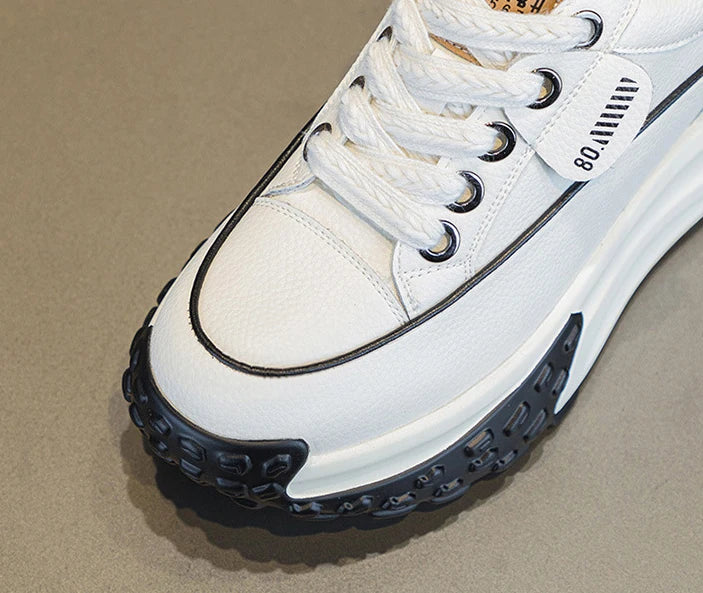 FujinGenuine Leather Platform Sneakers