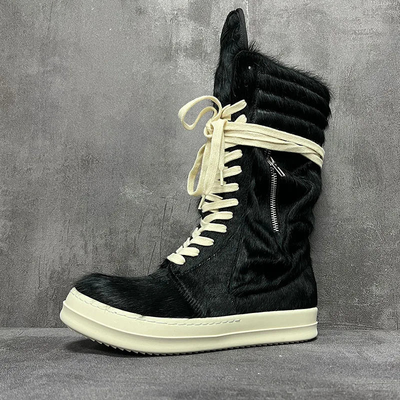 Qvah Owens High-Top Leather Motorcycle Boots – Platform Street Sneakers