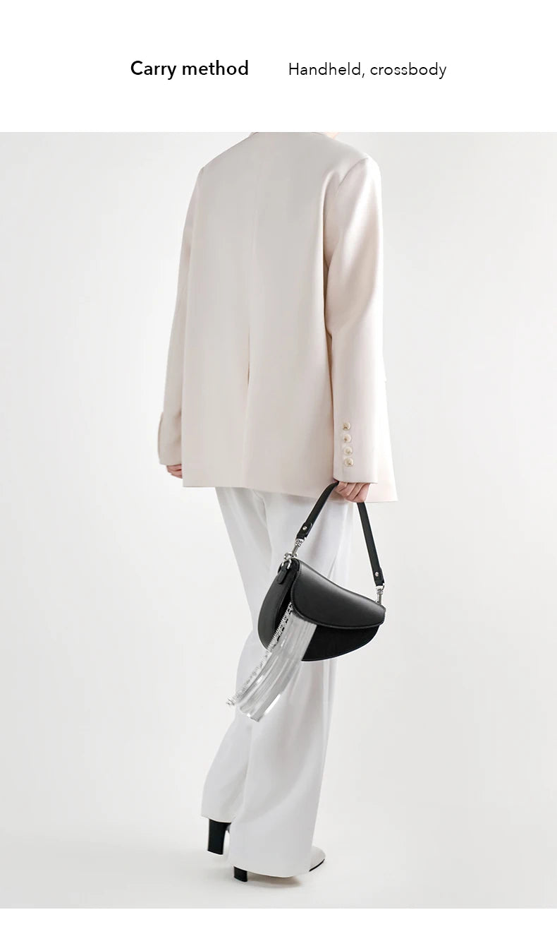 BAFELLI Luxury Leather Saddle Bag with Tassel