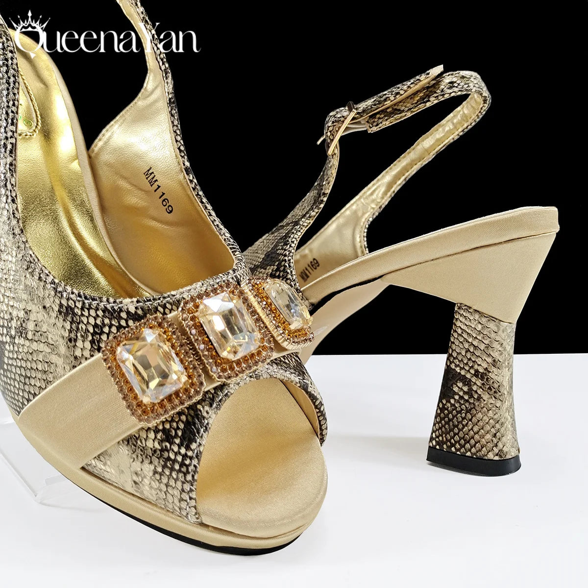 Elegant Green Peep-Toe Heels & Matching Bag Set