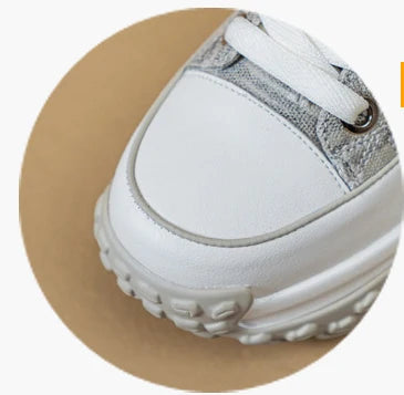 Fujin Denim Leather Platform Sneakers