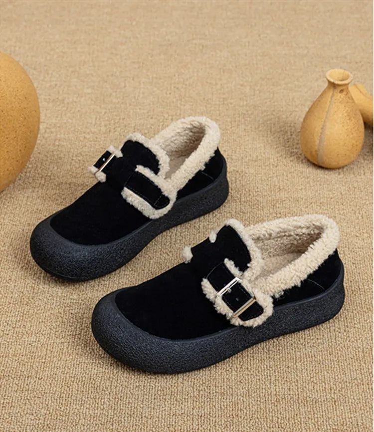 AIYUQI Winter Velvet Genuine Leather Sneakers