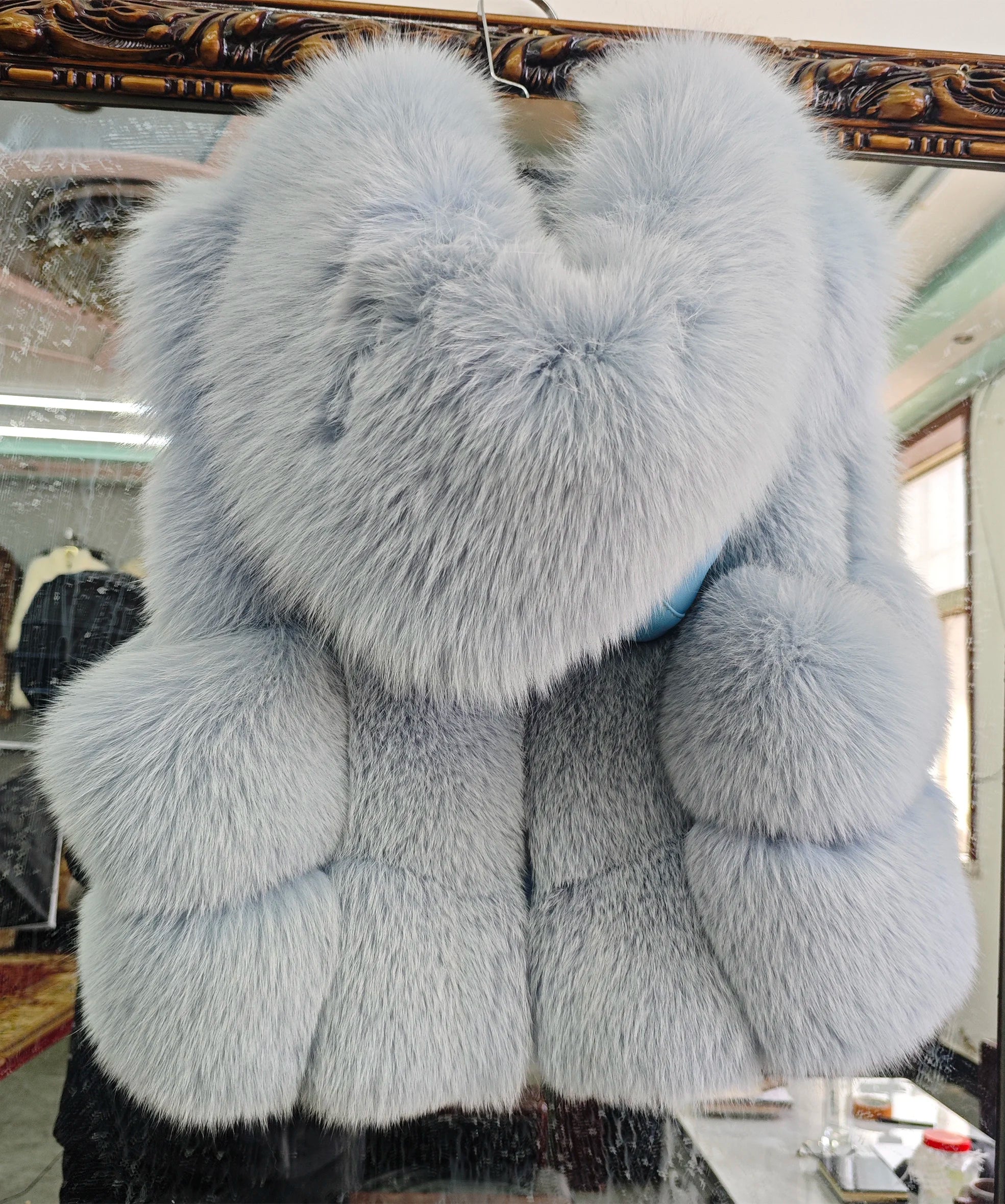 Real Silver Fox Fur Vest – Hooded Genuine Leather Sleeveless Jacket for Women