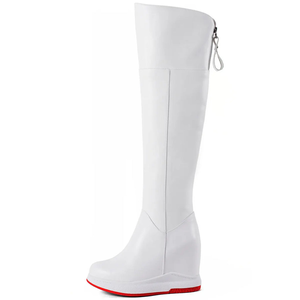 Winter Over-the-Knee Pumps – Genuine Leather High Heel Snow Boots for Women