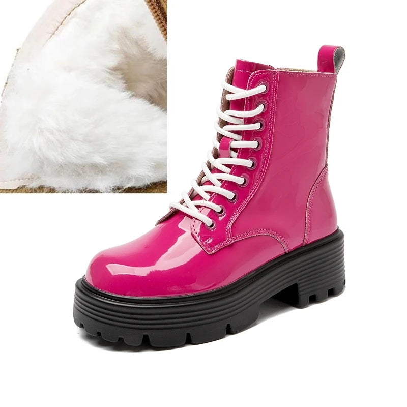 AIYUQI Women’s Ankle Boots – High Heel Winter Leather Short Boots