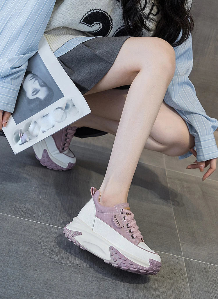 FujinGenuine Leather Platform Sneakers